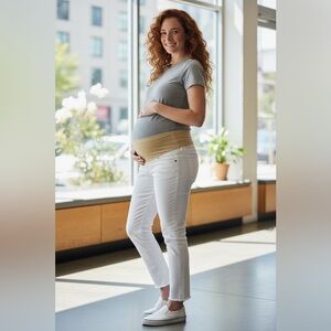 a:glow Women's maternity Capri Jeans size 14 white